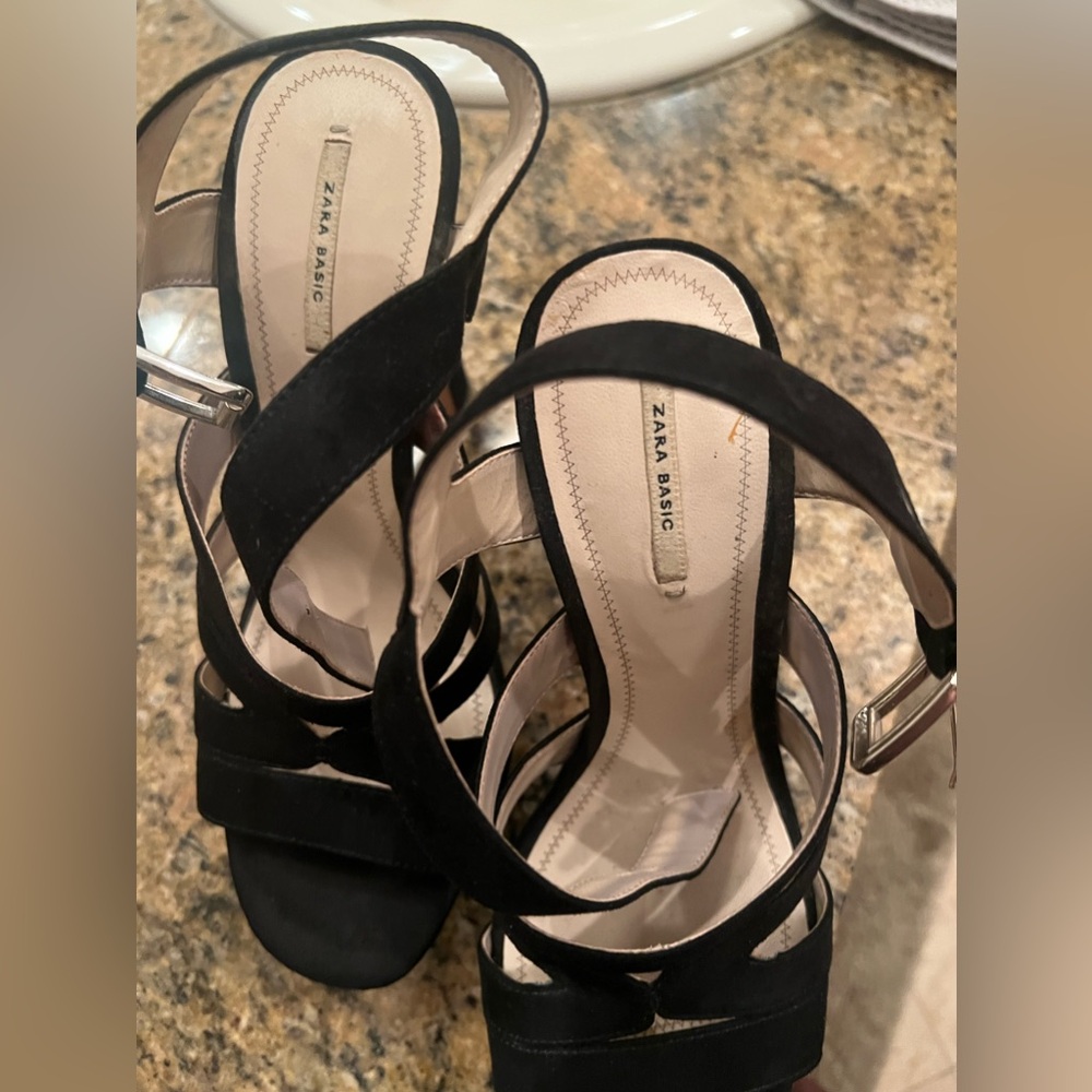 Black suede heels